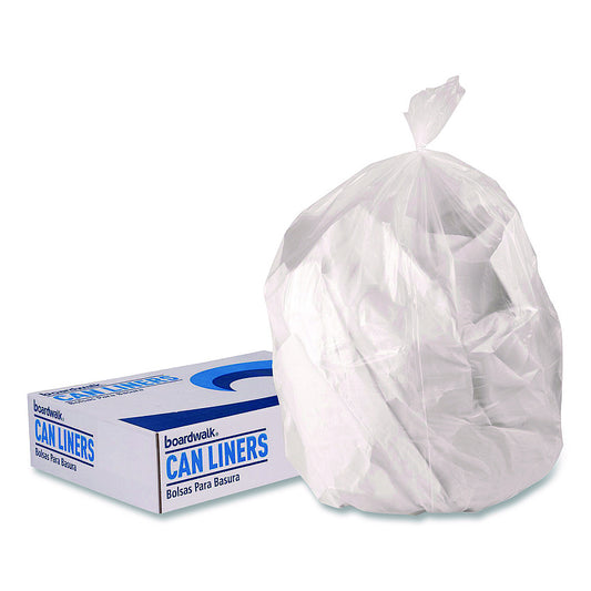 Boardwalk High-Density Can Liners, 45 gal, 12 mic, 40 x 48, Natural, Perforated Roll, 250/Carton (404812N)