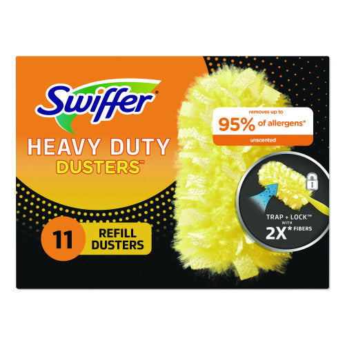 Swiffer Heavy Duty Dusters Refill, Trap + Lock Fiber, Yellow, 11/Box (99035BX)
