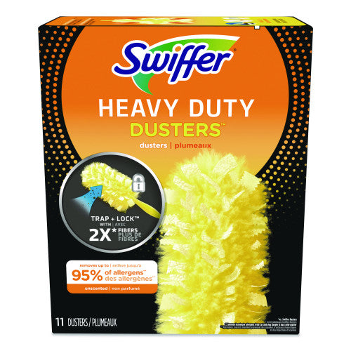 Swiffer Heavy Duty Dusters Refill, Trap + Lock Fiber, Yellow, 11/Box (99035BX)