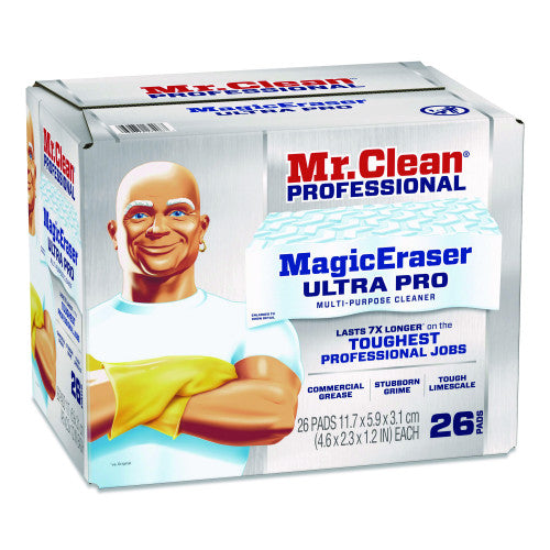 Mr. Clean Magic Eraser Ultra Pro Multi-Purpose Cleaner, 4.72 x 1.38 x 2.56 Thick, White, 26/Carton (17406)