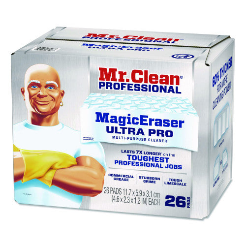 Mr. Clean Magic Eraser Ultra Pro Multi-Purpose Cleaner, 4.72 x 1.38 x 2.56 Thick, White, 26/Carton (17406)