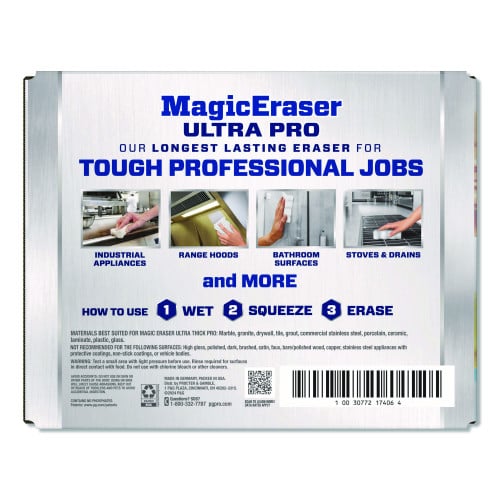 Mr. Clean Magic Eraser Ultra Pro Multi-Purpose Cleaner, 4.72 x 1.38 x 2.56 Thick, White, 26/Carton (17406)