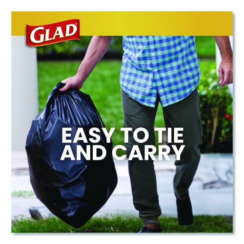 Glad Large Quick-Tie Trash Bags, Tie-Flap, 30 gal, 0.81 mil, 30 x 33, Black, 10 Bags/Box, 12 Boxes/Carton (00079CT)
