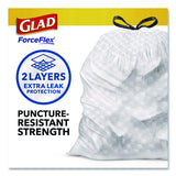 Glad ForceFlex Tall Kitchen Drawstring Trash Bags, Drawstring, 13 gal, Fresh Clean Scent, 10.19 x 9.81, Gray, 110/Roll, 3/Carton (78563CT)