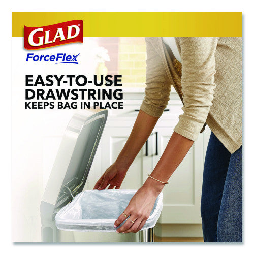 Glad ForceFlex Tall Kitchen Drawstring Trash Bags, Drawstring, 13 gal, Fresh Clean Scent, 10.19 x 9.81, Gray, 110/Roll, 3/Carton (78563CT)