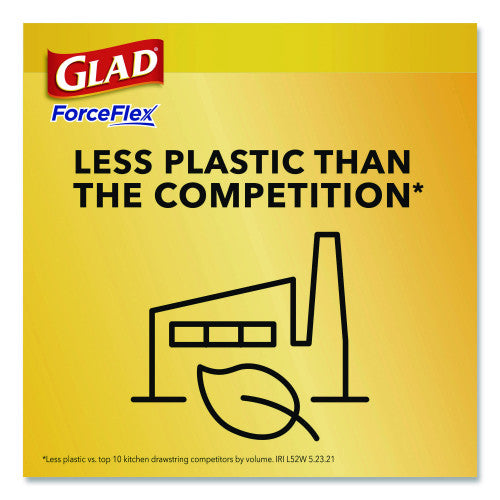 Glad ForceFlex Tall Kitchen Drawstring Trash Bags, Drawstring, 13 gal, Fresh Clean Scent, 10.19 x 9.81, Gray, 110/Roll, 3/Carton (78563CT)