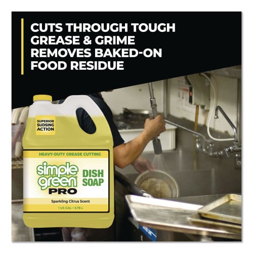 simple green Pro Dish Soap, Sparkling Citrus Scent, 1 gal Bottle, 4/Carton (4101128)