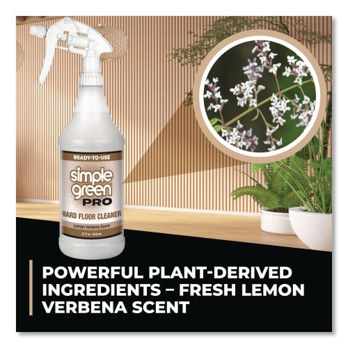 simple green Pro Hard Floor Cleaner, Lemon Verbena Scent; 32 oz Spray Bottle, 12/Carton (0505032)
