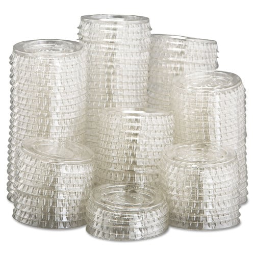 Dart Portion/Souffle Cup Lids, Fits 0.5 oz to 1 oz Cups, PET, Clear, 125 Pack, 20 Packs/Carton (PL100N)