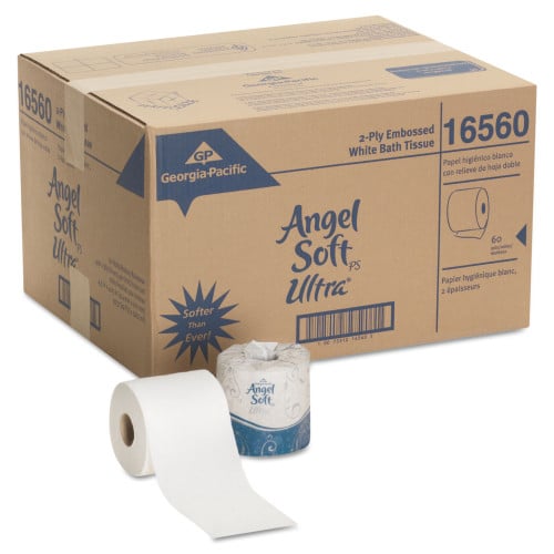 Georgia Pacific Professional Angel Soft ps Ultra 2-Ply Premium Bathroom Tissue, Septic Safe, White, 400 Sheets/Roll, 60/Carton (16560)