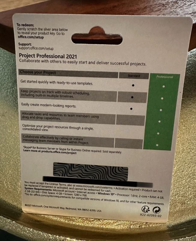 Microsoft Project Professional 2021 Genuine 1 PC Retail sealed card