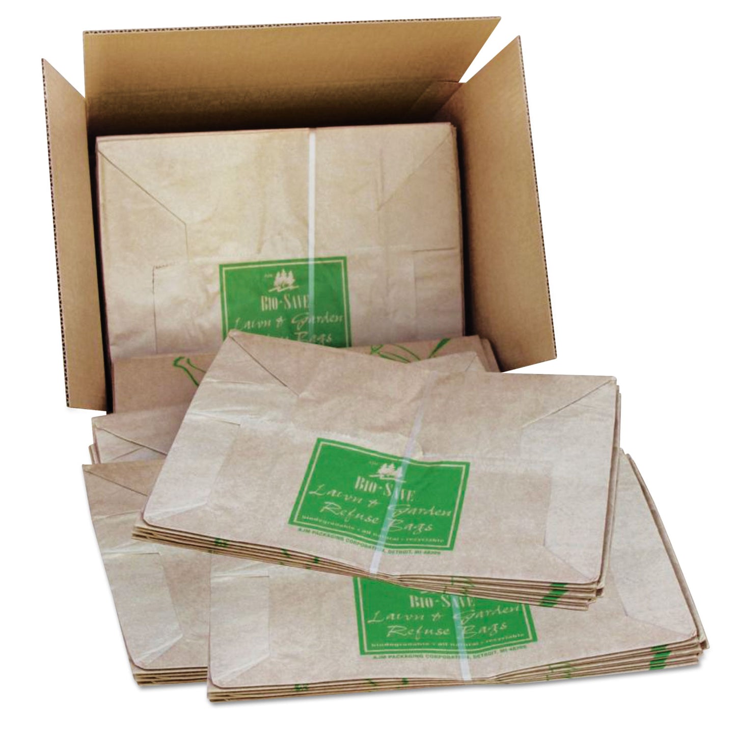 General Lawn/Leaf Bags, Self-Standing, Open-Face, 30 gal, 16" x 35", Kraft, 50/Box (RBR30105BO)