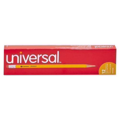 Universal #2 Woodcase Pencil, HB (#2), Black Lead, Yellow Barrel, Dozen (UNV55400)