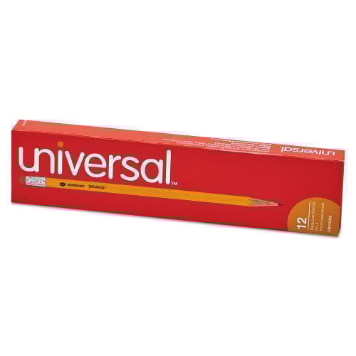 Universal #2 Woodcase Pencil, HB (#2), Black Lead, Yellow Barrel, Dozen (UNV55400)