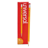 Universal #2 Woodcase Pencil, HB (#2), Black Lead, Yellow Barrel, Dozen (UNV55400)