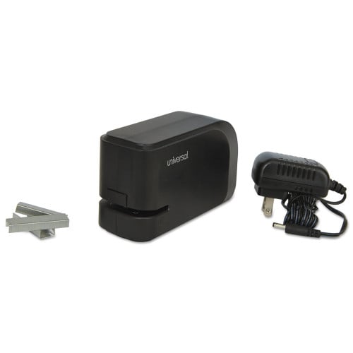 Universal Half-Strip Electric Stapler with Staple Channel Release Button, 20-Sheet Capacity, Black (UNV43120)