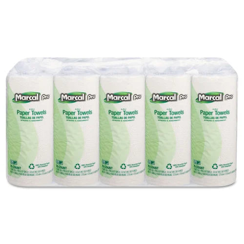 Marcal PRO 100% Premium Recycled Perforated Kitchen Roll Towels, 2-Ply, 11 x 9, White, 70/Roll, 15 Rolls/Carton