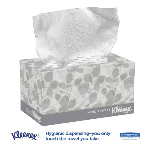 Kleenex Hand Towels, POP-UP Box, Cloth, 1-Ply, 9 x 10.5, Unscented, White, 120/Box, 18 Boxes/Carton (01701CT)