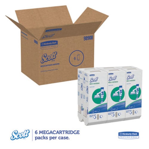 Scott MegaCartridge Napkins, 1-Ply, 8 2/5 x 6 1/2, White, 875/Pack, 6 Packs/Carton