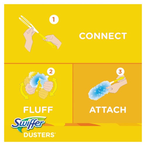Swiffer Dusters Starter Kit, Dust Lock Fiber, 6" Handle, Blue/Yellow (11804KT)