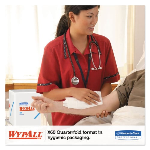 WypAll General Clean X60 Cloths, 1/4 Fold, 12.5 x 10, White, 70/Pack, 8 Packs/Carton (41083)