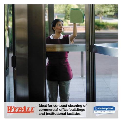 WypAll Microfiber Cloths, Reusable, 15.75 x 15.75, Green, 24/Carton For Nonporous Surface - 15.75" Length x 15.75" Width - Recommended For: Odor Remover, Stain Remover, Bacteria Remover - Anti-bacterial, Durable, Absorbent, Environmentally Frien (83630CT)