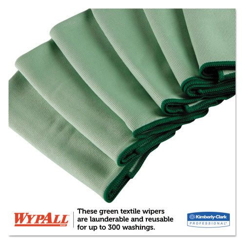 WypAll Microfiber Cloths, Reusable, 15.75 x 15.75, Green, 24/Carton For Nonporous Surface - 15.75" Length x 15.75" Width - Recommended For: Odor Remover, Stain Remover, Bacteria Remover - Anti-bacterial, Durable, Absorbent, Environmentally Frien (83630CT)
