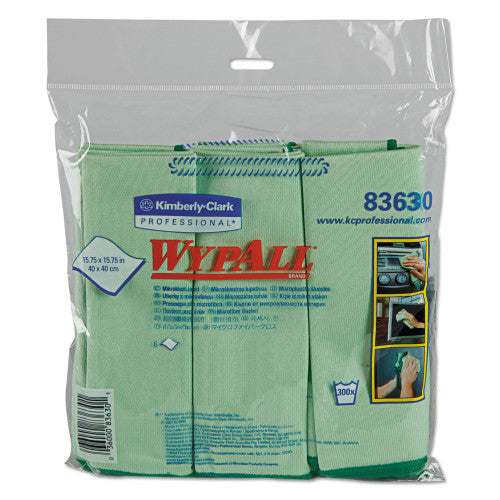 WypAll Microfiber Cloths, Reusable, 15.75 x 15.75, Green, 24/Carton For Nonporous Surface - 15.75" Length x 15.75" Width - Recommended For: Odor Remover, Stain Remover, Bacteria Remover - Anti-bacterial, Durable, Absorbent, Environmentally Frien (83630CT)