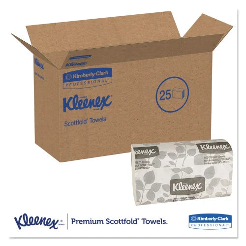 Kleenex Premiere Folded Towels, 1-Ply, 7.8 x 12.4, White, 120/Pack, 25 Packs/Carton