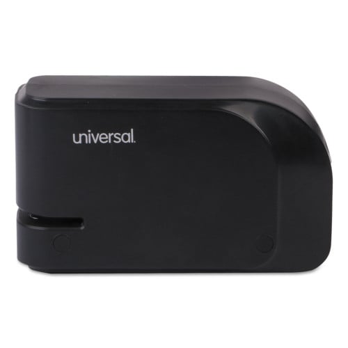 Universal Half-Strip Electric Stapler with Staple Channel Release Button, 20-Sheet Capacity, Black (UNV43120)
