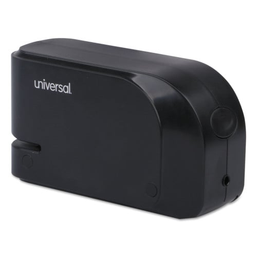 Universal Half-Strip Electric Stapler with Staple Channel Release Button, 20-Sheet Capacity, Black (UNV43120)