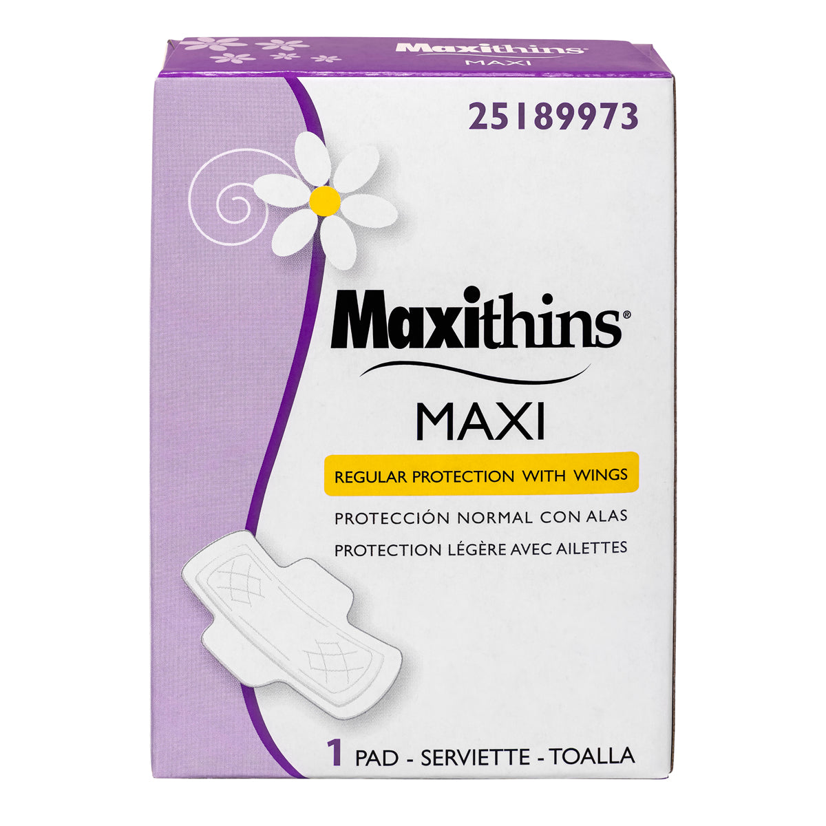 Maxithins® Maxi Pads with Wings, Individually Wrapped, Case Of 250 (25189973)