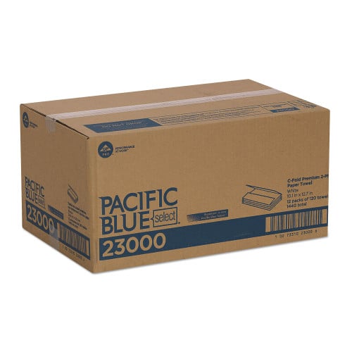 Pacific Blue™ Select C-Fold Paper Towels, 2-Ply, White, 1440 Towels (23000)