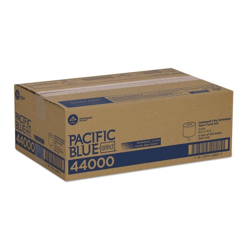 Georgia Pacific Professional Pacific Blue Select 2-Ply Center-Pull Perf Wipers, 2-Ply, 8.25 x 12, White, 520/Roll, 6 Rolls/Carton (44000)