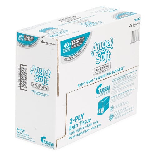 Georgia Pacific Professional Angel Soft ps Premium Bathroom Tissue, Septic Safe, 2-Ply, White, 450 Sheets/Roll, 40 Rolls/Carton (16840)