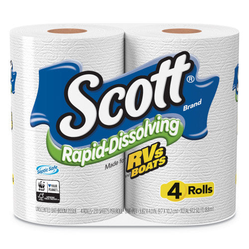 Scott® Rapid-Dissolving Toilet Paper, 1-Ply, 231 Sheets, 48 Rolls (47617)