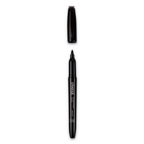 Universal Pen-Style Permanent Marker, Fine Bullet Tip, Black, Dozen (UNV07071)