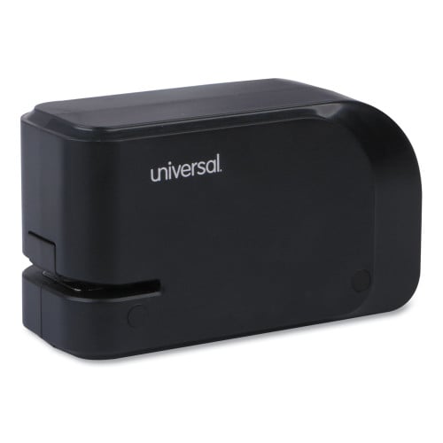Universal Half-Strip Electric Stapler with Staple Channel Release Button, 20-Sheet Capacity, Black (UNV43120)