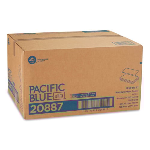 Pacific Blue® Z-Fold Paper Towels, White, 2-Ply, 2200 Towels (20887)
