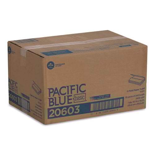 Pacific Blue™ Basic C-Fold Paper Towels, 1-Ply, White, 2400 Towels (20603)