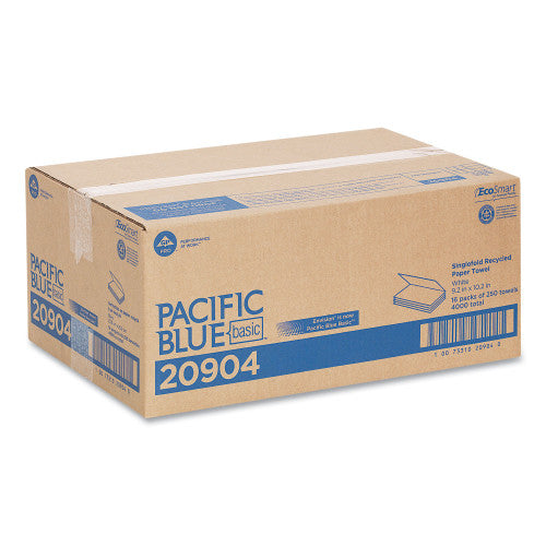 Pacific Blue® Single Fold Paper Towels, 1-Ply, White, 4000 Towels (20904)