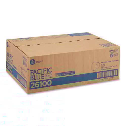 Pacific Blue® Hardwound Roll Paper Towels, White, 1,000-ft. 6 Rolls (26100)