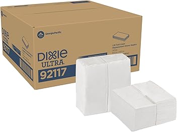 Dixie Ultra 1/8-Fold Linen Replacement Dinner Paper Napkins By GP PRO, White, 400 Count (100 Disposable Napkins Per Pack, 4 Packs Per Case, 92117