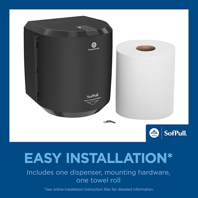Georgia-Pacific SofPull Centerpull Paper Towel Dispenser Trial Kit by PRO, 58206, 1 Translucent Smoke Regular Paper Towel Dispenser, 58204 and 1 Regular Centerpull Premium Paper Towel Refill, 28124