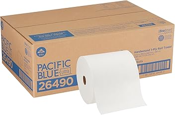 Pacific Blue Ultra 8” High-Capacity Recycled Paper Towel Roll by GP PRO (Georgia-Pacific), White, 26490, 1150 Feet Per Roll, 6 Rolls Per Case