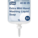 Tork Extra Mild Hand Washing Liquid Soap S1, No Fragrance Added, 6 x 1L, 400029 (formerly 400011)