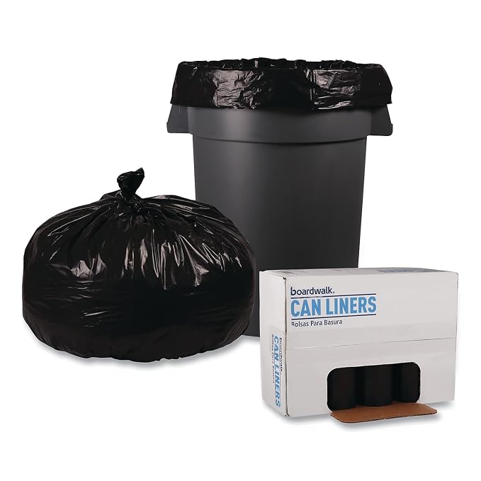 Boardwalk® 60 Gallon Black Garbage Bags, 38x58, 1.2mil, 100 Bags, BWK519