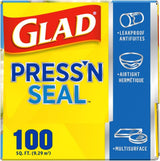 Glad Press'N Seal Plastic Food Wrap, 100 Square Foot Roll, Pack of 3, (Package May Vary)