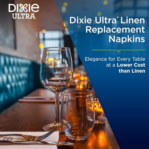 Dixie Ultra 1/4-Fold Linen Replacement Dinner Napkin by GP PRO (Georgia-Pacific), White, 92114, 100 Napkins Per Box, 8 Boxes Per Case