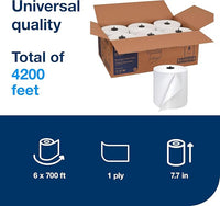 Tork Matic Paper Hand Towel Roll White H1, Universal, 100% Recycled Fiber, 6 Rolls x 700 ft, 290089